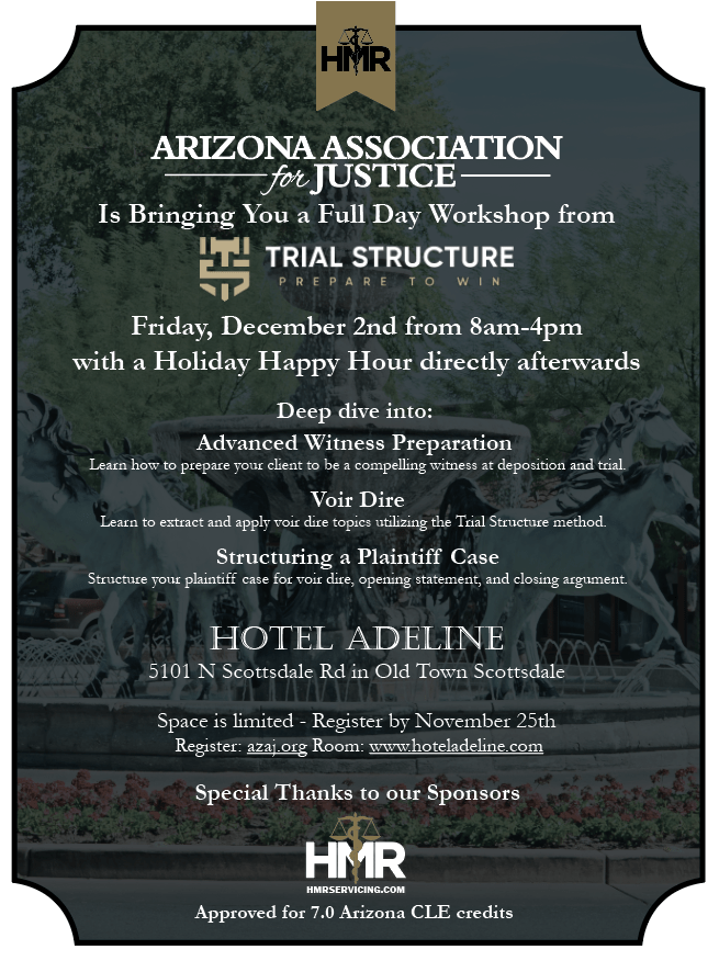 Dec 2nd – AZAJ & HMR One Day Trial Structure Workshop – Phoenix, AZ